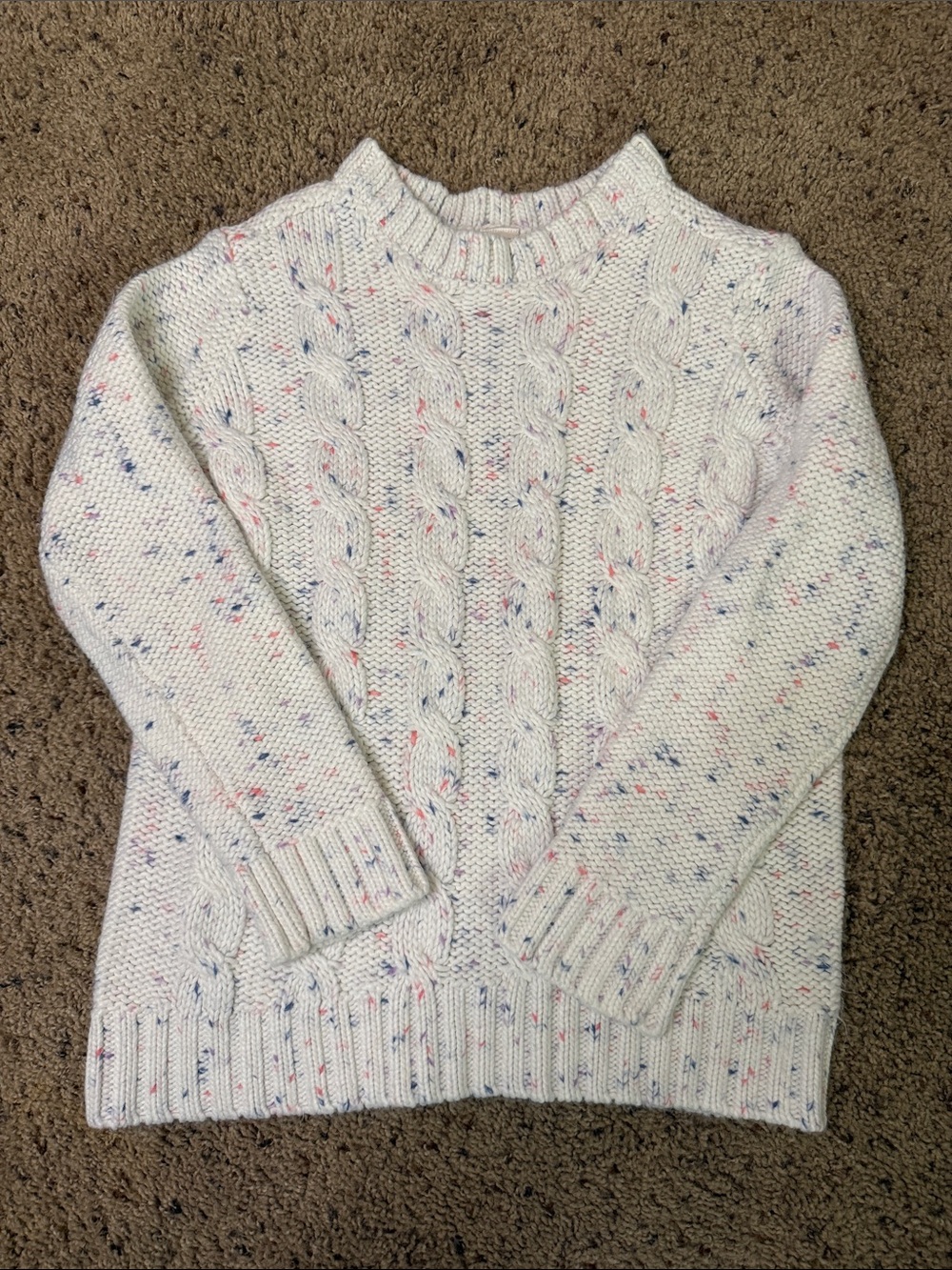 OshKosh B'gosh Cream Cable Knit Sweater with Pink & Blue Flecks